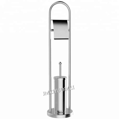 Stainless Steel Free Standing Toilet Paper Roll Holder Dispenser with Toilet Tissue Stand Bathroom Accessory Set