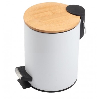 Hot Sale 3L 5L Bamboo Lid Stainless Steel Pedal Trash Can In Kitchen Waste Bin