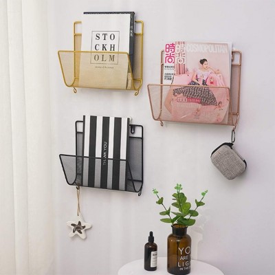 Modern Wall Mounted Hanging File Holder Organizer Metal Wire Magazine Storage Rack for Office Home