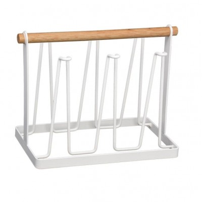 Cup Drying Rack Stand, Non-slip Iron Art Hook Mugs Cups Wine Glasses Organizer with Wood Handle In Kitchen